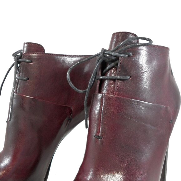 NIB$995 CoSTUME NATIONAL LACED LEATHER ANKLE BOOTS PLATFORM BACK ZIP HEELS 39.5 - Picture 5 of 12